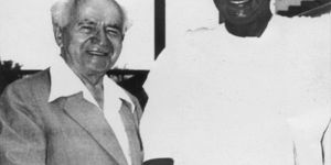 Chief Festus Samuel Okotie-Eboh with David Ben-Gurion, The First Prime Minister of the State of Israel.